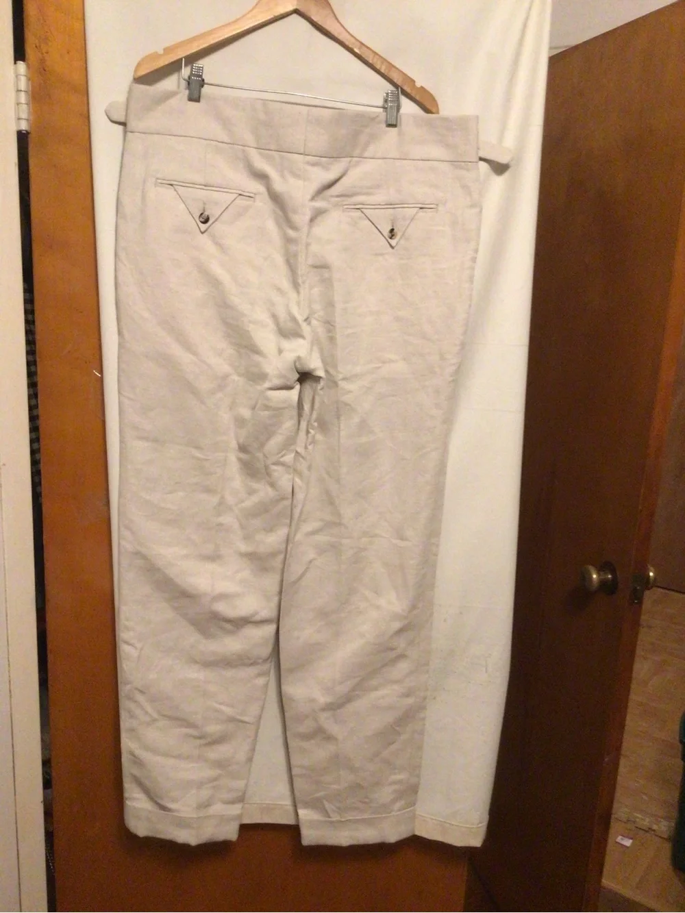 LUXIRE  Gurkha Pants in weaved cotton (custom made)  Gurkha waist band with cuff